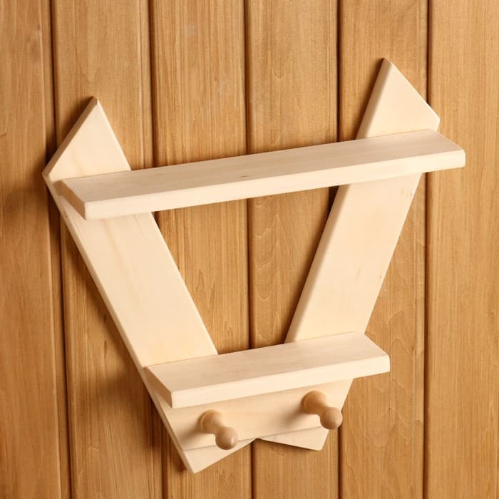 Полка - вешалка «Зайчик», 35×37×8 см, деревянная. 2 крючка, «Добропаровъ»