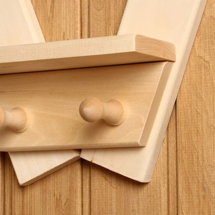 Полка - вешалка «Зайчик», 35×37×8 см, деревянная. 2 крючка, «Добропаровъ»