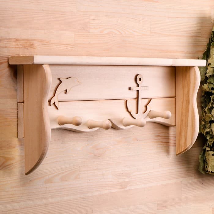 Полка - вешалка «Дельфин», 54×20×7 см, деревянная, «Добропаровъ»