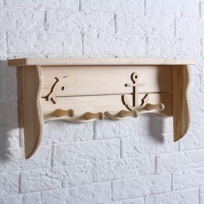 Полка - вешалка «Дельфин», 54×20×7 см, деревянная, «Добропаровъ»