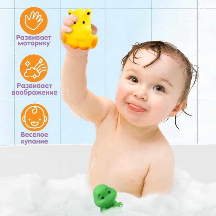 Резиновая игрушка для ванны Крошка Я «Малыш», 7 см, с пищалкой, 1 шт., МИКС, Крошка Я