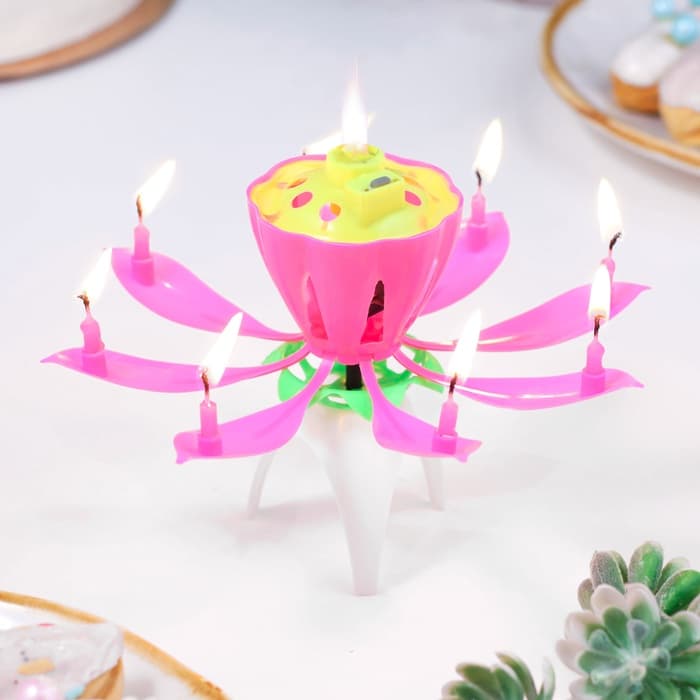 Свеча для торта музыкальная «Тюльпан», розовая, 12×5 см