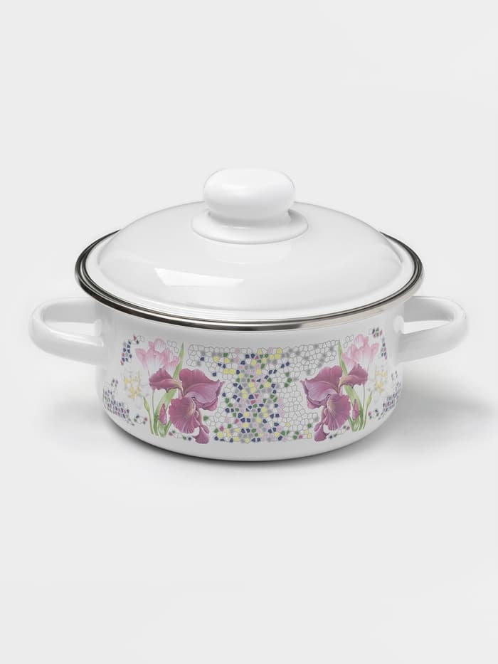 Кастрюля эмалированная «Мозаика» 1.5 л, d=15 см, индукция, белая