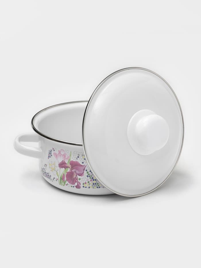 Кастрюля эмалированная «Мозаика» 1.5 л, d=15 см, индукция, белая