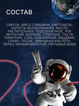 Космическое питание «Борщ», в тюбике, 115 г