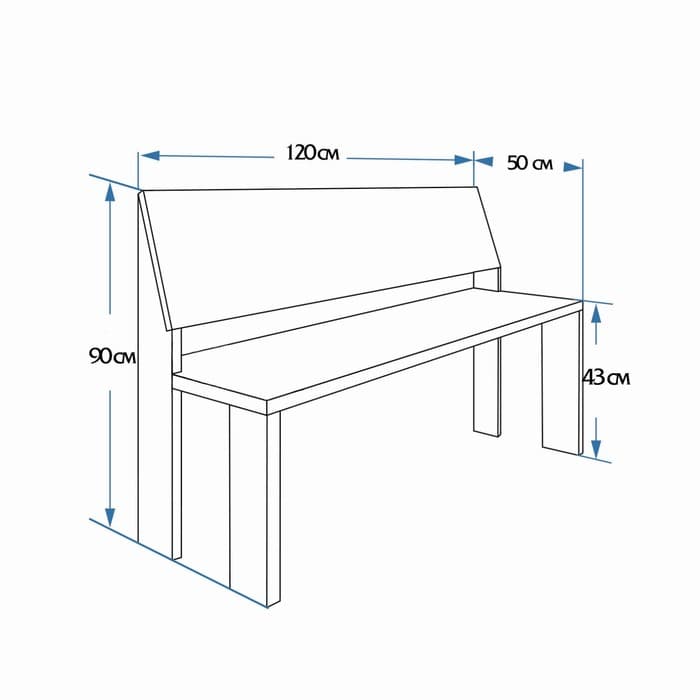 Скамейка из наличника, 119×50×90 см, липа, «Добропаровъ»