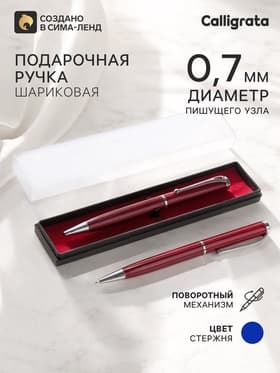 Ручка шариковая, подарочная, поворотная, в пластиковом футляре, бордовая с серебристыми вставками, «Оригинал»
