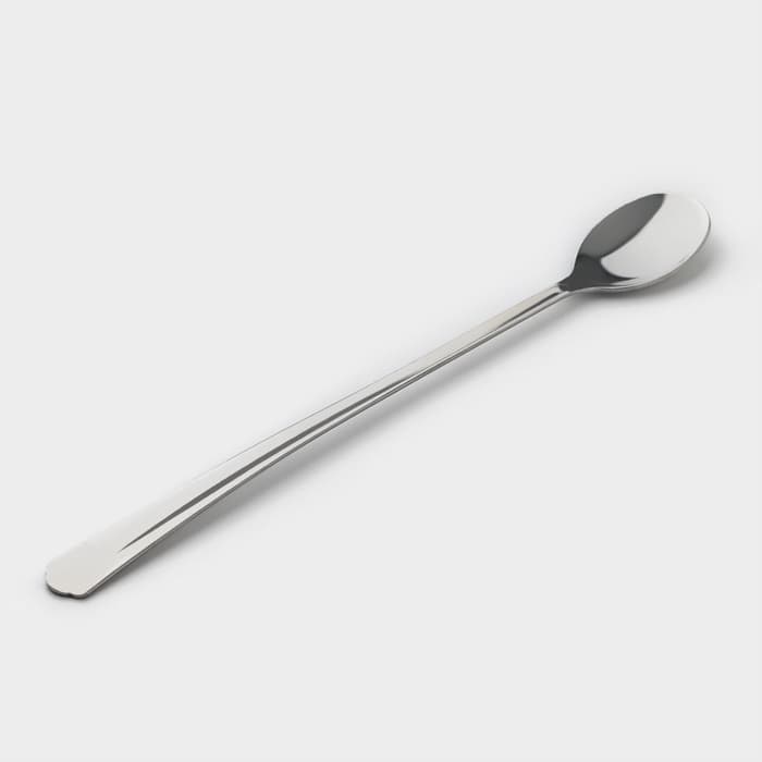 Ложка для коктейлей «Новинка», длина 20 см, толщина 1.2 мм, упрощённой обработки, цвет серебряный