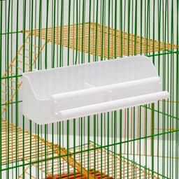 Кормушка для птиц, 21×5.8×5.6 см, с жёрдочкой для любых клеток, пластик, белая