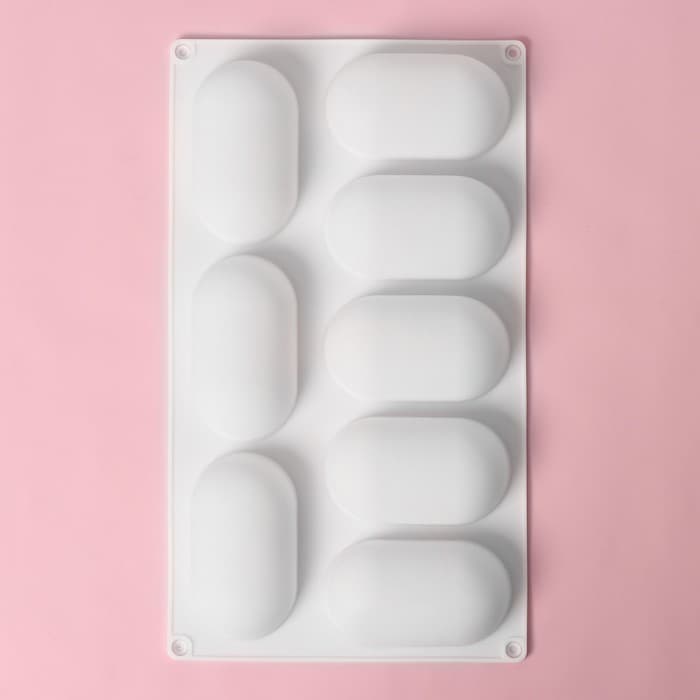 Форма для муссовых десертов и выпечки Доляна «Раузи», 30×17.5×3.5 см, 8 ячеек (8.7×4.7 см), силикон, белая