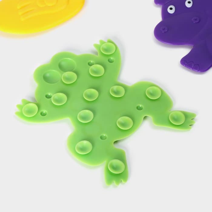 Коврики для ванной на присосках Доляна «Зоопарк», 4 шт., детские, 11×14 см