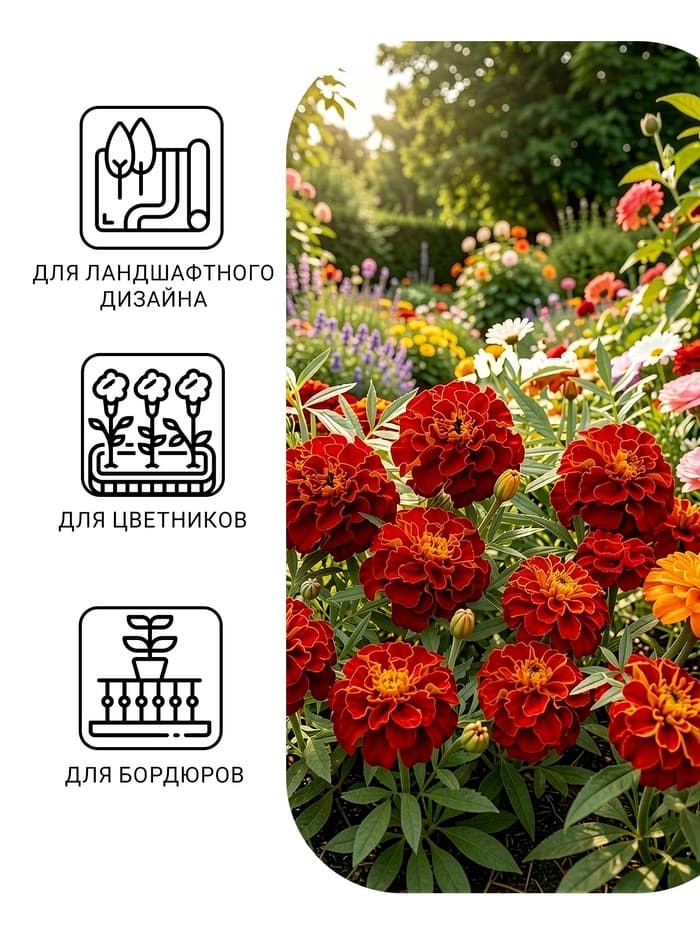 Семена цветов Бархатцы «Кармен», 0.2 г, «Семена Алтая»