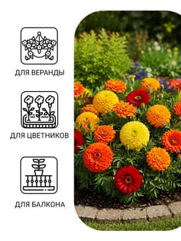 Семена цветов Бархатцы «Махровые Гиганты», ц/п, О, 0.2 г