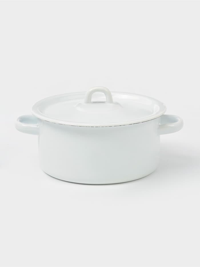 Кастрюля эмалированная, 2 л, d=19.5 см, с крышкой, без декора, белая