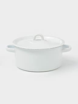 Кастрюля эмалированная, 2 л, d=19.5 см, с крышкой, без декора, белая