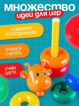 Пирамидка детская «Жирафик», 5 колец