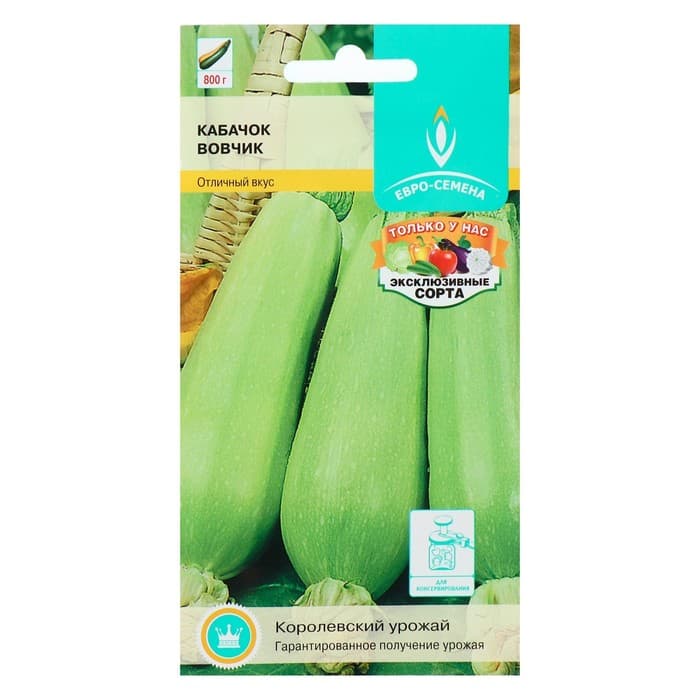 Семена Кабачок «Вовчик», раннеспелый, белоплодный, универсальный, 1 г, «Евро-семена»