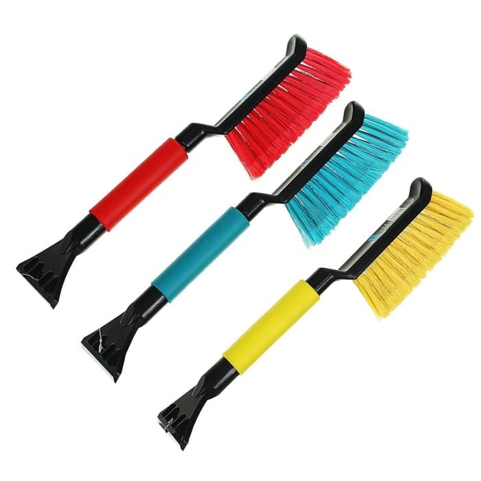 Щетка сметка, со скребком, Black&Blue, ВВ1004, мягкая ручка, 42 см, МИКС