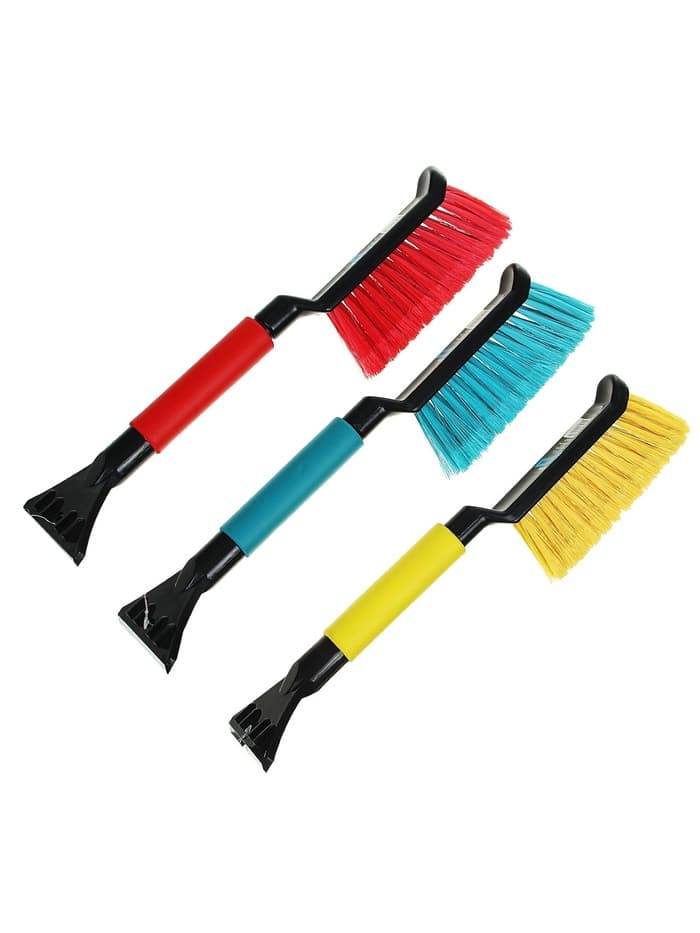 Щетка сметка, со скребком, Black&Blue, ВВ1004, мягкая ручка, 42 см, МИКС