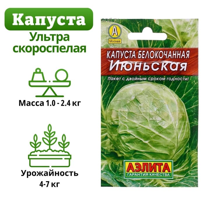 Семена Капуста белокочанная «Июньская», 0.5 г, «Аэлита»