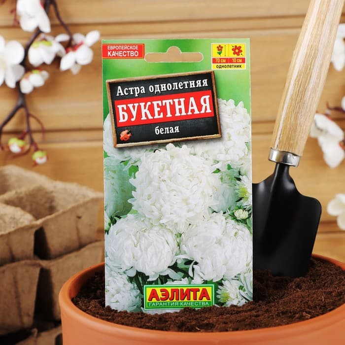 Семена цветов Астра «Букетная» белая, однолетник, 0.2 г, «АЭЛИТА»