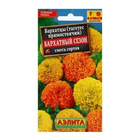 Семена цветов Бархатцы «Бархатный сезон» прямостоячие, смесь окрасок, О, 0.1 г