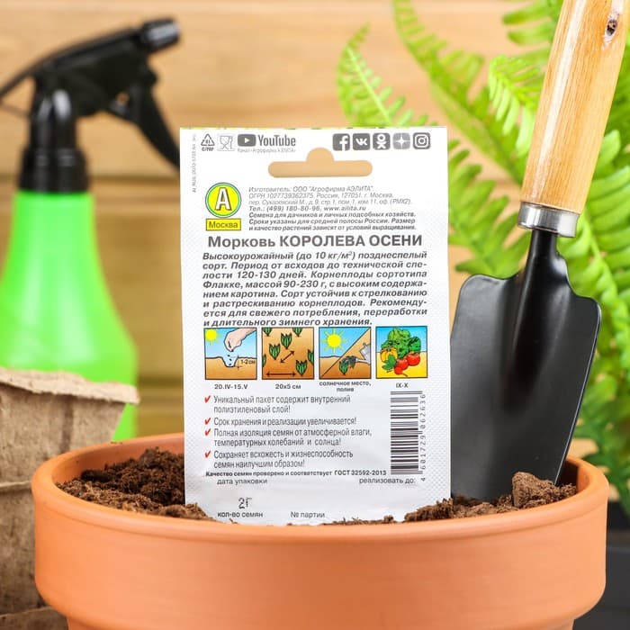 Семена Морковь «Королева осени», 2 г, «Аэлита»