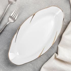 Селедочница Добрушский завод «Бомонд», 25 см, фарфор, белая