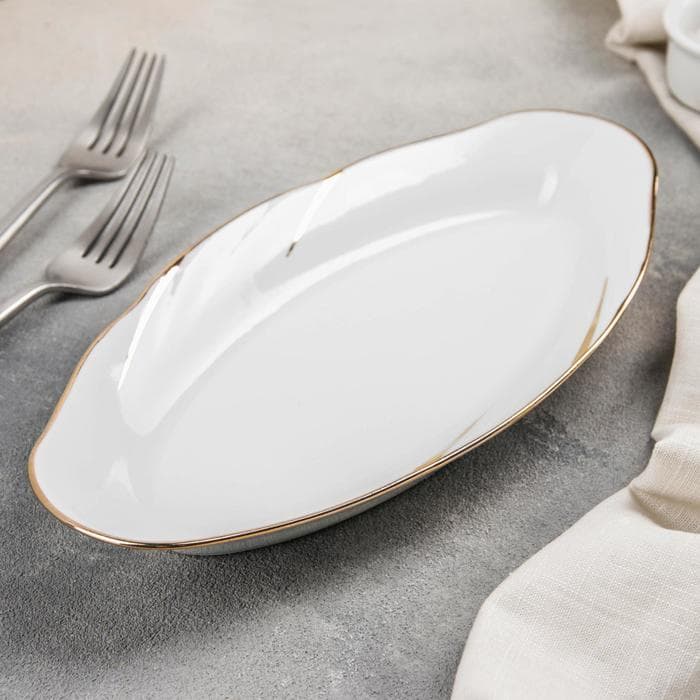 Селедочница Добрушский завод «Бомонд», 25 см, фарфор, белая