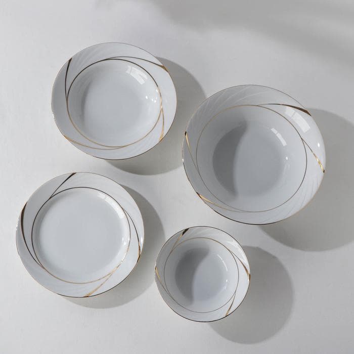 Сервиз столовый Добрушский завод «Бомонд», 37 предметов, 2 вида тарелок, фарфор, белый