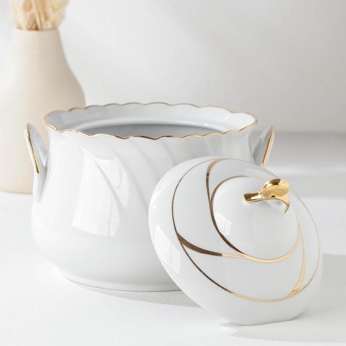 Сервиз столовый Добрушский завод «Бомонд», 37 предметов, 2 вида тарелок, фарфор, белый