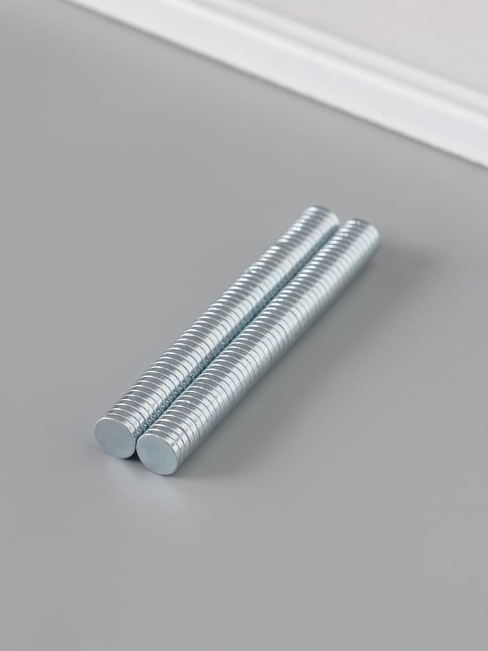 Магнит технический неодимовый (магнитит на обе стороны), серебристый, 10×2 мм