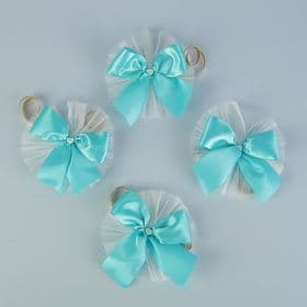 Бант для декора, набор 4 шт., бирюзовый