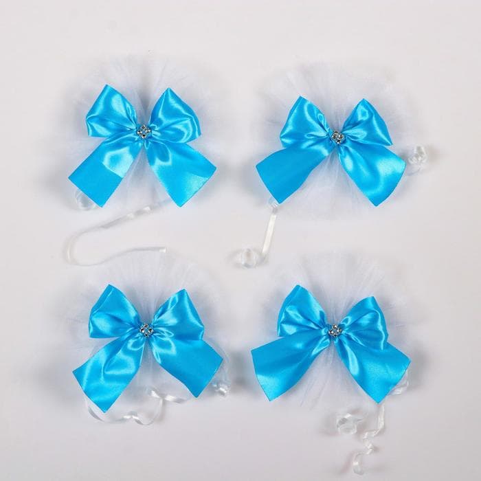 Бант для декора, набор 4 шт., бирюзовый