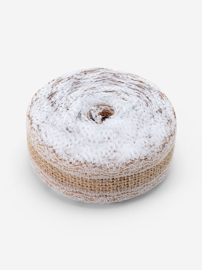 Лента холщовая «Кружево», 37 мм, 4.5±0.5 м, белая