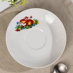 Блюдце детское Дулевский фарфор «Веселый Колобок», d=14 см, фарфор, белое, МИКС