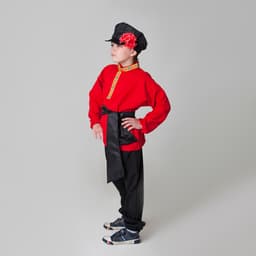 Карнавальный костюм для мальчика «Русский народный», рубашка, брюки, картуз, кушак, рост 116-122 см, 5-6 лет