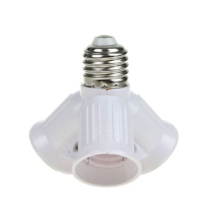 Переходник Ecola, с цоколя E27 на 3хE27, белый