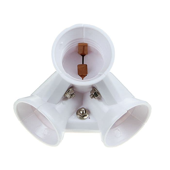 Переходник Ecola, с цоколя E27 на 3хE27, белый