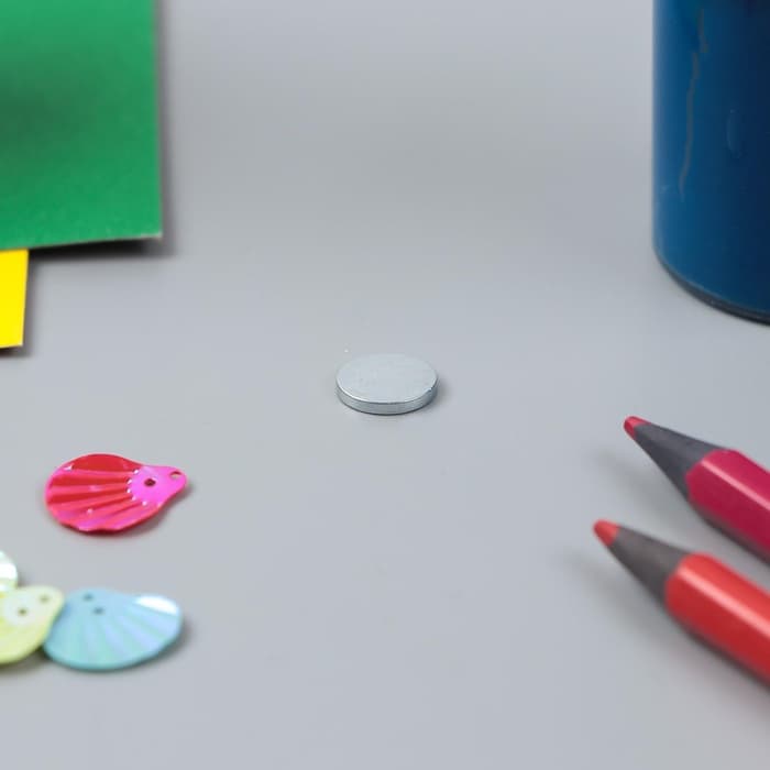 Магнит технический неодимовый (магнитит на обе стороны), серебристый, 6×1.5 мм