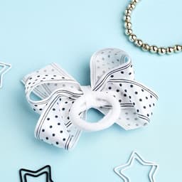 Бант для волос на резинке «Школьница», полоски горох, 8 см, бело-синий