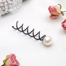 Шпилька для волос «Спираль с жемчужинкой», чёрная