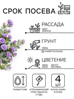 Семена цветов Эустома «Эхо» F1, лавандовая, гранулы, пробирка, 4 шт.