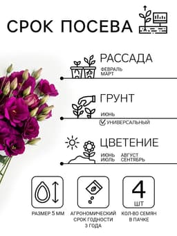 Семена цветов Эустома «Эхо» голубая F1, гранулы в пробирке, 4 шт., однолетник, Sakata