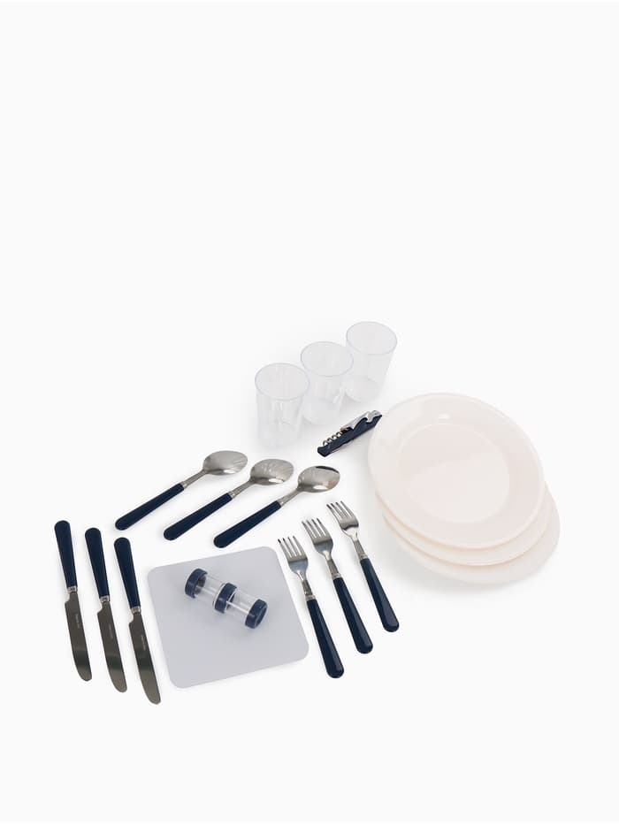 Термосумка «Арктика» с набором посуды для пикника на 3 человека, объём 13.5 л, синяя