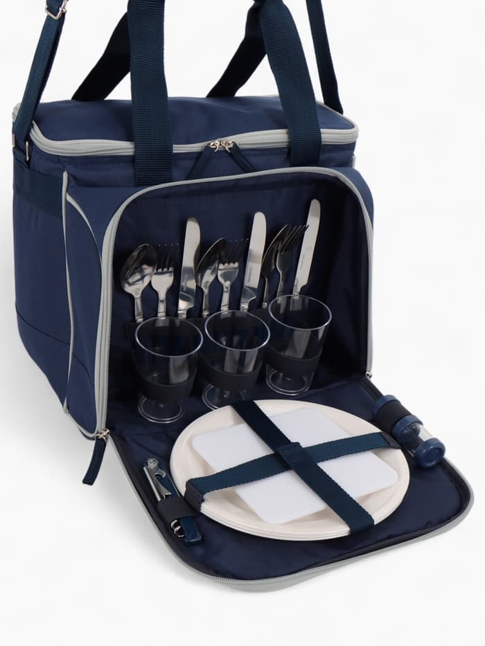 Термосумка «Арктика» с набором посуды для пикника на 3 человека, объём 13.5 л, синяя