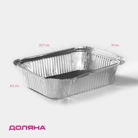 Формы для выпечки и запекания Доляна, набор 2 шт., 2 л, 25.7×19×6.5 см, фольга, серебристые