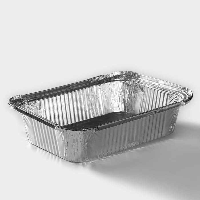 Формы для выпечки и запекания Доляна, набор 2 шт., 2 л, 25.7×19×6.5 см, фольга, серебристые