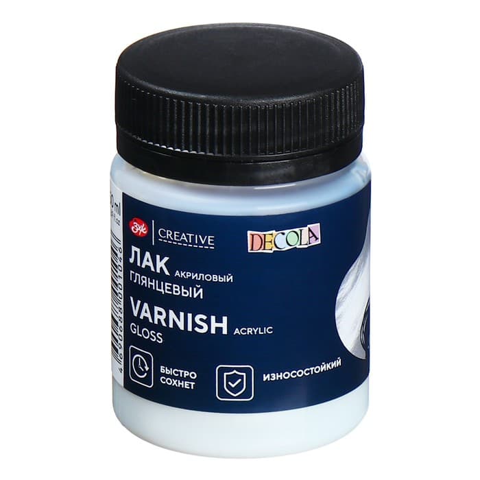 Лак акриловый глянцевый, на водной основе 50 мл, ЗХК Decola