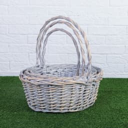 Плетёная корзина для хранения Kori, лоза, с ручкой, серая, набор 3 шт.